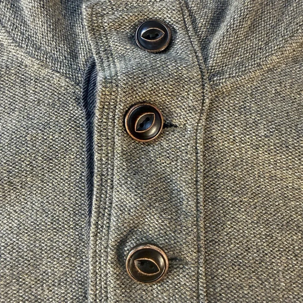 Eddie Bauer Men's L Tall Brown Textured 3 Button Pullover Sweatshirt Pocket
